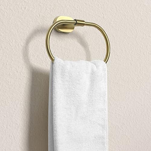 Suporte oval de toalha oval de HouseAid para banheiro, anel de toalha de aço inoxidável, categoria moderna de toalha de mão, montada na parede, ouro escovado
