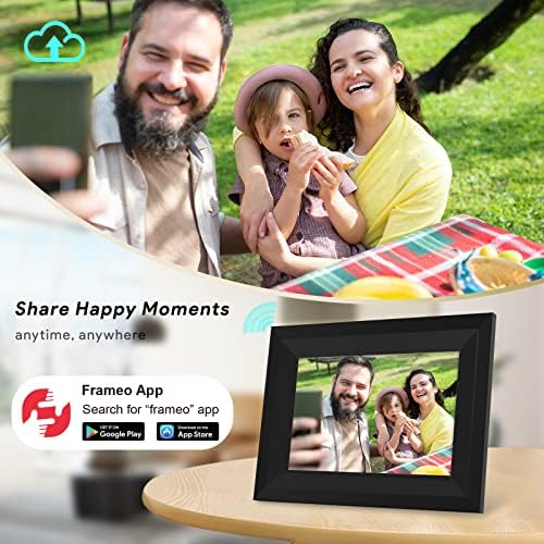 Amaboo 10,1 polegadas Wi -Fi Smart Cloud Digital Picture Frame, moldura eletrônica de foto com IPS LCD Touch Screen Display, girar automaticamente, compartilhar fotos ou vídeos via aplicativo frameo