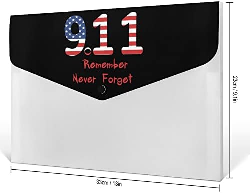 11 de setembro Lembre -se, nunca esqueça a pasta de arquivos de expansão da impressão com 6 bolso do tamanho da letra de bolso organizador de documentos portátil 13 x 9