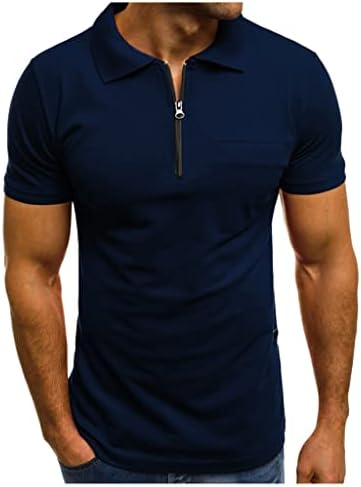 Camisas de golfe ubst masculino com zíper de colarinho curto tênis tops de verão slim fit Business casual 1/4 zip pescoço