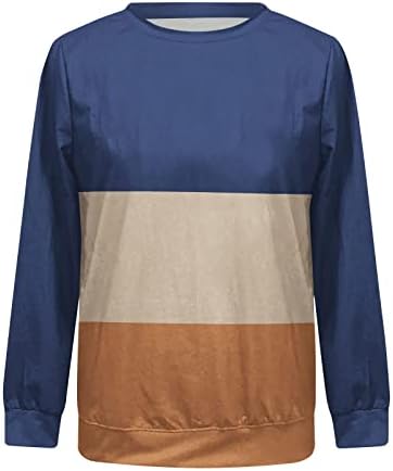 Modas de moletons listradas da moda feminina suéteres grandes para o pulôver colorido feminino Tops Crewneck Camisetas de manga longa