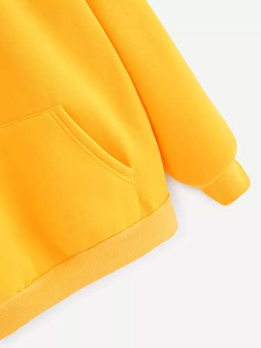 Capuz de manga comprida feminina Soldeira de moletom tops da blusa casual com capuz de pulôver estampado sólido para o outono do inverno