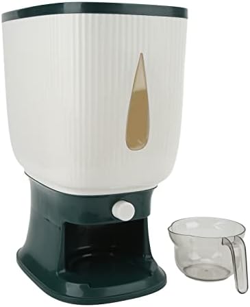 Dispensador de arroz, armazenamento de recipiente de grãos de grande capacidade com medição de copo de rebote automático de arroz para casa de soja de arroz de cozinha em casa milho de soja