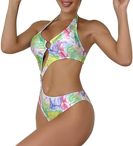 Yubnlvae Swimwear para mulheres de uma peça de barriga superdimensionada Controle mangas tie-dye 2023 Summer Beach férias moda moda de banho