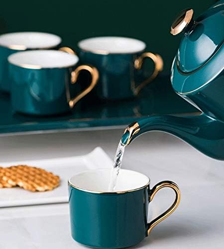 Conjunto de chá de café de cerâmica de CuJux Desenho nórdico Gold Green Coffee Cup de leite
