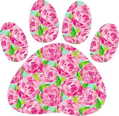 Decalque de vinil premium de impressão de pata de pata floral para carro ou laptop 4 Wide Pet Amante Gift Dog Dog