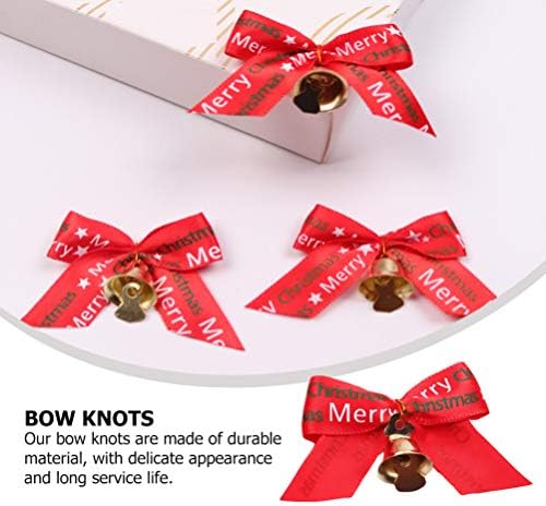 PretyZoom Nativity Ornamentos 20pcs arcos de Natal com sino de chroche grinaldas bow natkmas mini bowknot para