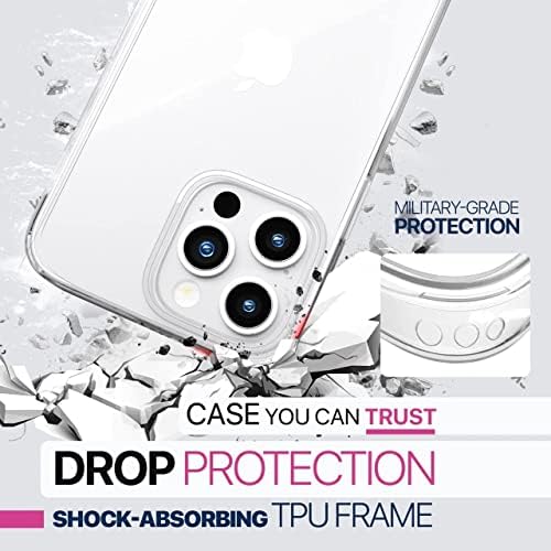 FlexGear [Caso de proteção total para protetores de tela de iPhone 14 Pro e 2x Glass - Crystal Clear