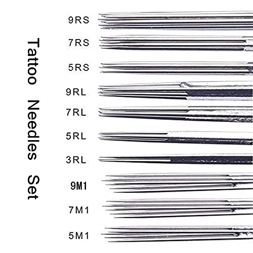 Tattoo Needles and Tips kit-Beoncall 50pcs Tattoo Needles 50pcs Tattoo Needles Tips Needles 3rl 5rl 7rl 7rl 3rs 5rs 7rs 9rs 5m1 7m1 with Tips 3RT 5RT 7RT 9RT 3DT 5DT 7DT 9DT 5FT 7FT