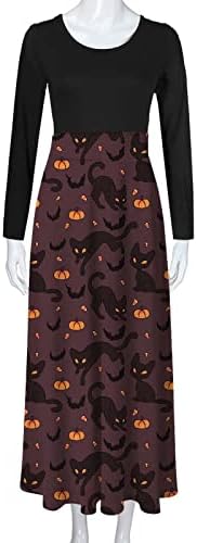 Vestidos femininos de halloween manga longa caveira gato estampar vestido de camisa de moda moda de junkneck
