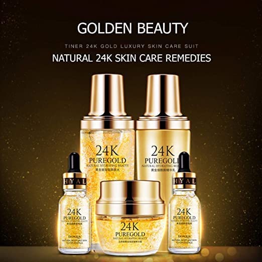 Conjunto e kit de cuidados com a pele de ouro 24K | Kit de face antienvelhecimento para pele brilhante e impecável, reduz linhas finas e rugas | Conjuntos de cuidados com a pele e kits para mulheres
