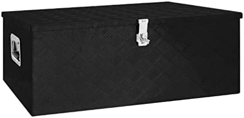 Vidaxl Storage Box Hardware Acessório Blanket Pack Ferramenta Organização do peito Kissen Trailer Case Organizer com tampa de alumínio preto