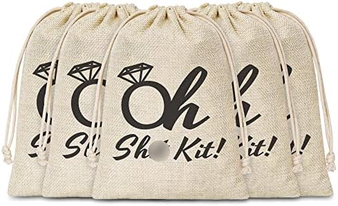 Bolsa de presente de despedida de solteira Wwongxianb, bolsa de kit de chuveiro de noiva, 6 W x 8 L, sacola de kit de festa, bolsas com cordão, favores de casamento de festa, suprimentos, decorações - 5pcs por pacote