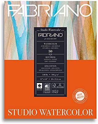 Fabriano Studio Hot Press Pad Pad, 11 x 14, branco