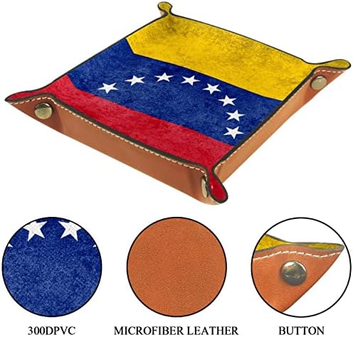 Tacameng Flag of Venezuela, caixas de armazenamento Pequeno bandeja de bandeja de manobrista de couro Sundries Bandey para chave, telefone, moeda, carteira, relógios, etc.