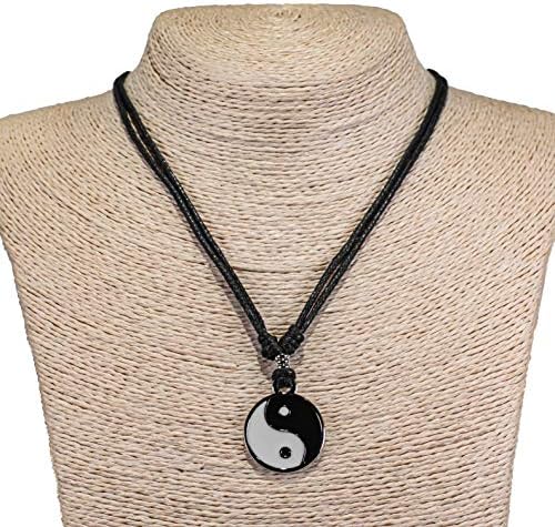 Bluerica yin yang pendente em colar de cordão preto ajustável