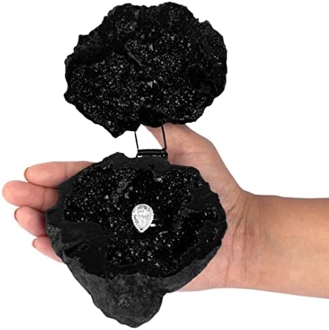 Koyal Wholesale Black Crystal Geode Ring Ring Box, para proposta, engajamento, lembrança, ágata,
