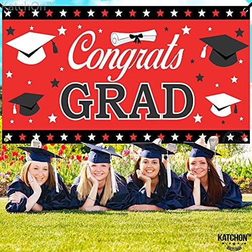 Xtralarge Parabéns Banner de graduação - 72x44 polegadas com a cabine fotográfica de graduação vermelha Props 2023 - pacote de 33 | FOTO DE GRATUITA Adeços para decorações de graduação Classe de 2023 | Decoração da festa de formatura 2023
