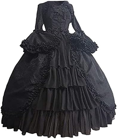 Vestidos de balanço para mulheres vestido de gola alta medieval Turtleneck renda maxi vestido de halloween vestido gótico