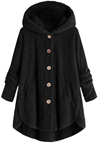 SGASY 2023 Jaqueta de lã de inverno feminina Fuzzy Capuz de casuais casuais Cardigan Sweaters com Pokets