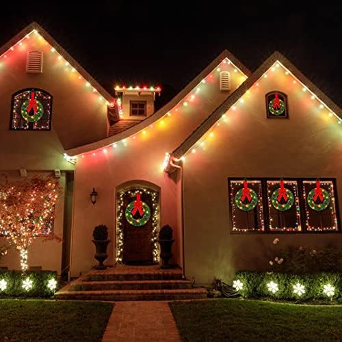 Greante de natal iluminada de 3 peças de 15 polegadas prelit grinaldas de Natal para porta da frente iluminando