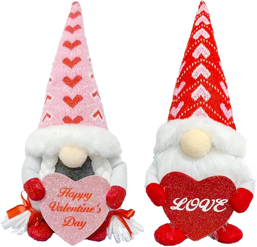Decorações de gnomos do Dia dos Namorados, 2 PCs Dia dos Namorados Gnome Plush, decoração da mesa em casa dos namorados, suprimentos do dia dos namorados, decorações do dia dos namorados, Sr. e Sra. Gnomes