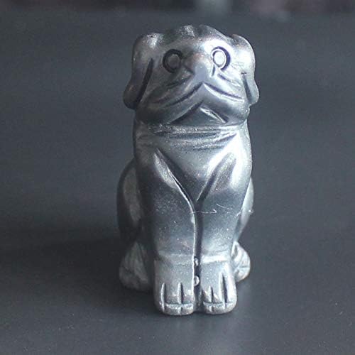 1,5 '' esculpida à mão Crystal Hematite Dog de cachorro de cachorro estatueta Decoração