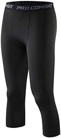 Miashui masspantes de moletom de altura masculino 3/4 calças de compressão Sports Performance Ativo Cool Dry Running