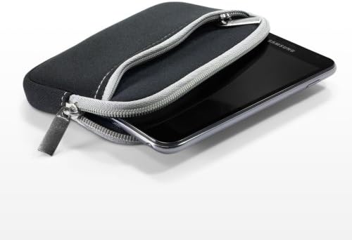 Caixa de ondas de caixa para Samsung Galaxy J3 Eclipse - Softsuit com bolso, bolsa macia neoprene capa com zíper do bolso para Samsung Galaxy J3 Eclipse - Jet Black com acabamento cinza