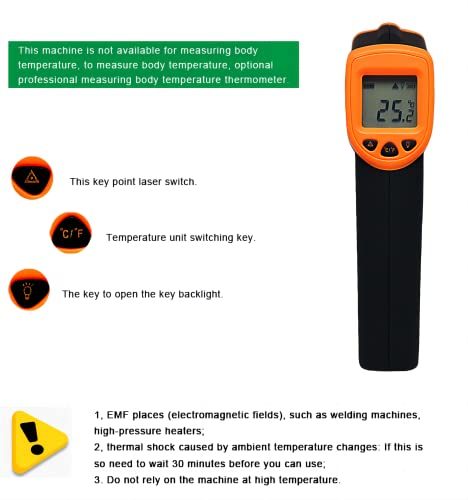 Pistola de termômetro infravermelho não contato a laser pistola de temperatura digital -32 ℃ ~ 380 ℃ Para cozinhar, forno de pizza, churrasqueira, motor, máquinas
