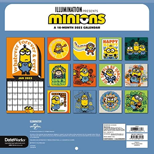 Calendário de Minions 2023 - Deluxe 2023 Minions Wall Calendar Pacote com mais de 100 adesivos de calendário