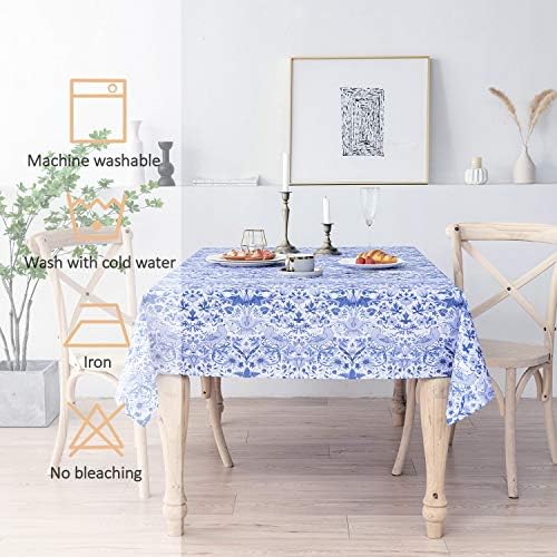 Obal William Morris Tolera de mesa Design original Tabela de mesa azul para mesas de retângulo Tabela de tecido de poliéster limpa Decorações de jantar de cozinha Decorações ao ar livre lavável, 91 x55