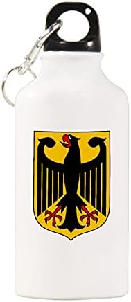 Brasão de braços da Alemanha Lightweight Aluminium Sports Water Bottle BPA grátis com chaveiro e tampa de parafuso