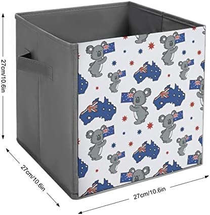 Koala e mapa da Austrália PU Coulation Bins de armazenamento colapsável cesta organizadora de cubos com