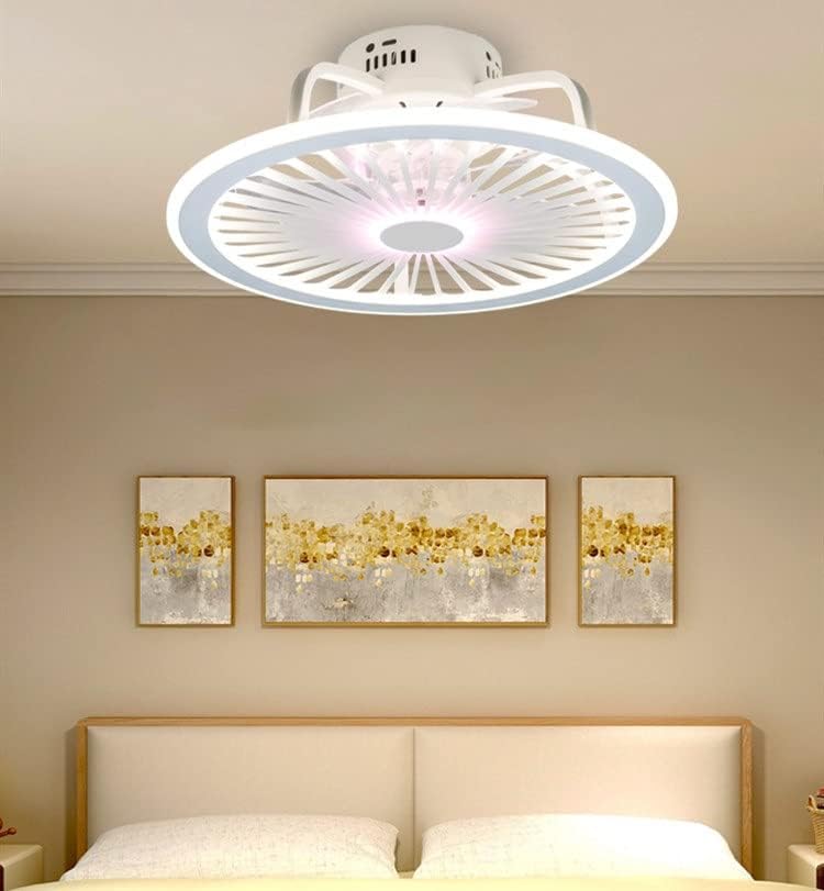 SDFGH Bedroom LED Teto inteligente Fan Light Light Creative Diningroom 3 Cores Fan Light com controle remoto
