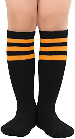 Durio Kids Soccer Socks Soft Cotton Cotton Toddler Soccer Socks para meninos e meninas Knee High Sports Tube Meias