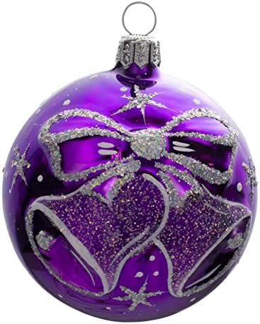 Jingle Bells sopro de vidro de vidro roxo Ball Ornament