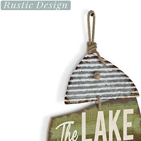 Barnyard Designs 'The Lake Is My Happy Place' Lake House Decor para a casa, pendurando a decoração