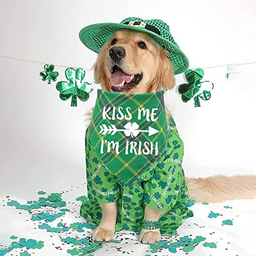 STMK 2 pacote de St. Patrick's Day Bandanas, St. Patrick's Plaid Dog Puppy Bandana para cachorrinho Faculdade de Festações de Férias de Férias do Dia de São Patrício