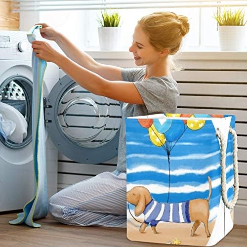 Deyya Balloon Puppy Pattern Laundry Cestas cestam altas resistentes dobráveis ​​para crianças adultas