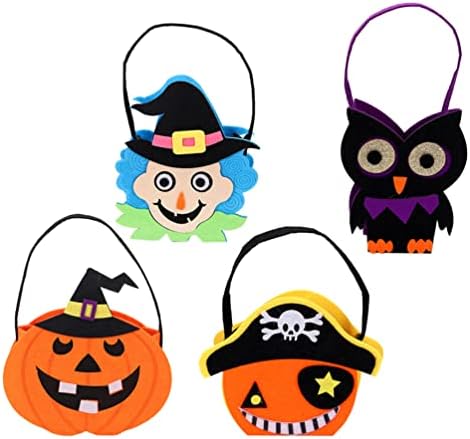 Valiclud Kids Goodie Bags 4pcs Mini Halloween Pumpkin Buckets Flue ou Tratar pano de caçamba Jack o Lanterna Candy Baldes Bolsas com Handle Kids Halloween Favors Gifts Kids Tote Bag