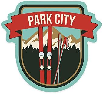 Die Cut Sticker Park City, Utah, esquis e montanhas, adesivo de vinil de contorno de 3 a 6 polegadas,