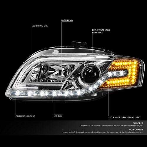 LED DRL Chrome Housing Projector Lâmpadas de farol+kit de ferramentas compatíveis com Audi A4 Quattro S4