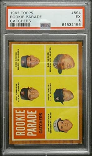 1962 Topps Rookie Parade Catchers Bob Uecker 594 PSA 5 EX Nice Card - Baseball Slabbed Rookie Cards
