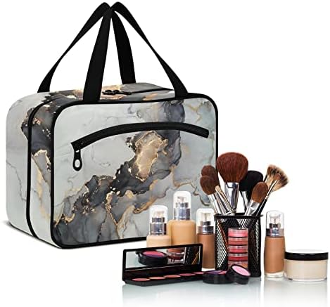 Bolsa de higiene pessoal de mármore de luxo para mulheres organizador de bolsa de maquiagem de viagem com sacos