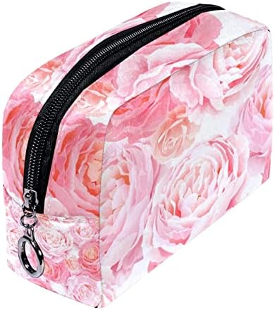 Tbouobt Cosmetic Travel Bags, maquiagem, bolsa de maquiagem para produtos de higiene pessoal, flores rosa floral