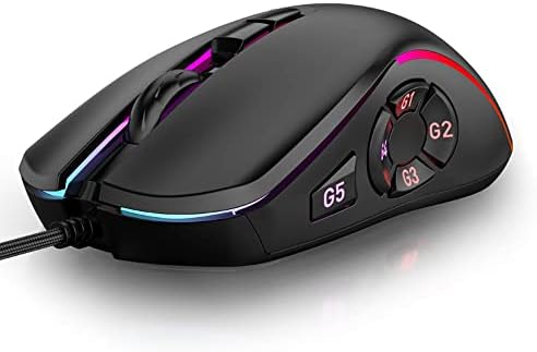 Mouse de jogo 6D Computador com fio Ergonomic Design RGB Camundongos ópticos leves para laptop para PC