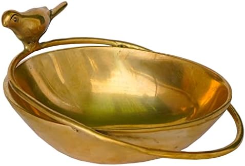 Kalarambh Brass One Bird Urli Bowl para o escritório em casa Temple Puja/Pooja Decoração e velas flutuantes e