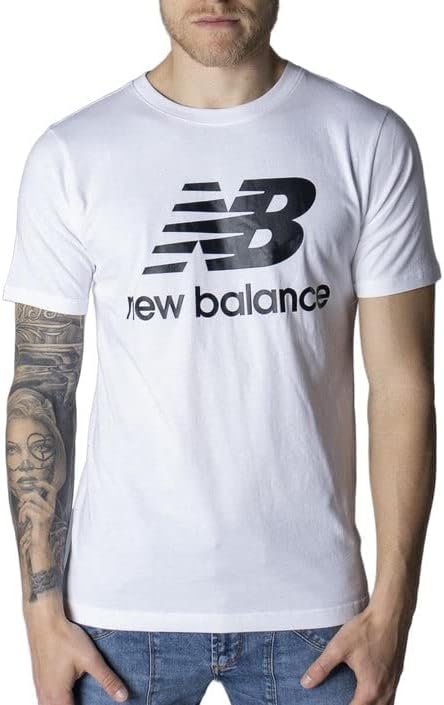 New Balance Men's Essentials empilhados logotipo de manga curta