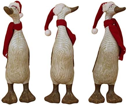 Transpac Imports, Inc. Duck Red em branco 12 x 7 resina figuras de férias de Natal de pedra Conjunto de 3